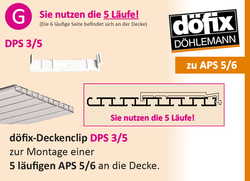 Gardinenschiene an der Decke befestigen mit Clip DPS 3/5 von Doefix